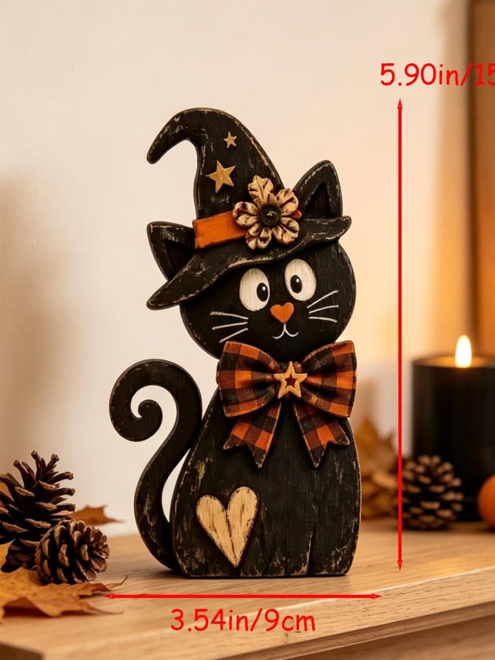 Farmhouse Wooden Halloween Set, Ghost Pumpkin Black Cat Decor Halloween Decor - Picture 2 of 5